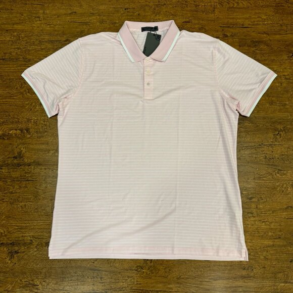 G/Fore Pink Perforated Striped Performance Tech Modern Golf Polo Shirt Men's 2XL - Picture 2 of 8